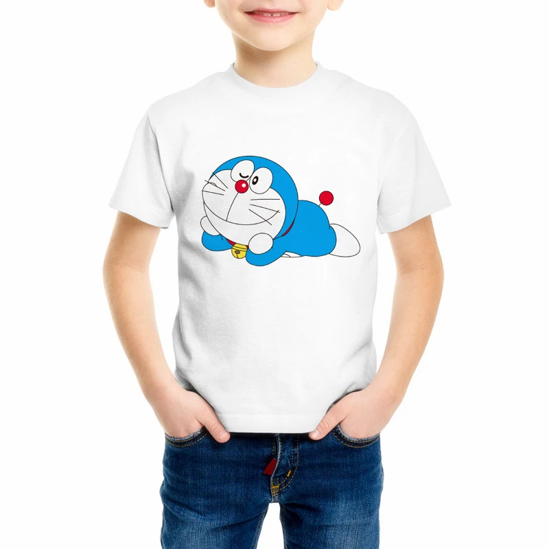 Футболка в японском стиле Харадзюку Детская футболка с рисунком дораэмона г. Летние футболки с короткими рукавами и круглым вырезом для мальчиков и девочек, C10-6