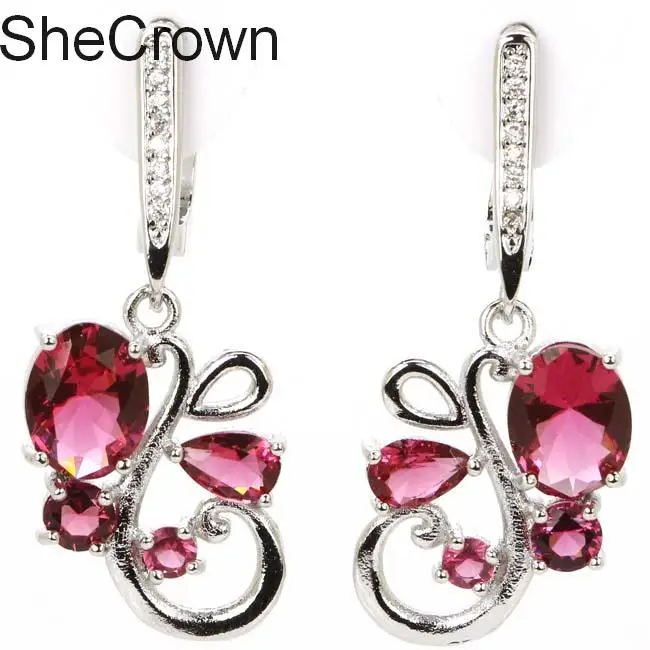

44x15mm 2019 New Arrival Long Created Red Blood Ruby CZ Woman's Wedding Silver Pendant