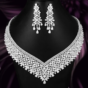 

GODKI Luxury Geometry African Jewelry Sets For Women Wedding Necklace Earring Set Cubic Zirconia Dubai Bridal Jewelry Set 2020