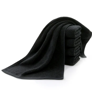 

5 Pieces Cotton Black Face Towel No Fading Bath Towels Large Men's Beach Towel for Hotel Corporate Gift