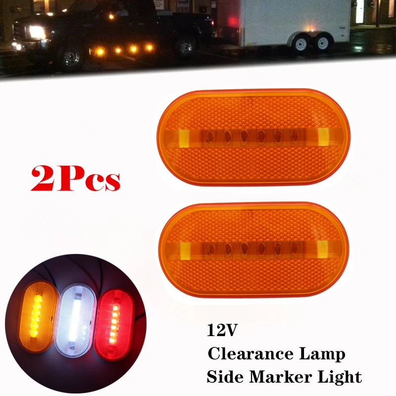 2x 6LED 12V Side Marker Lights Clearance Rear Light Indicator Turn Signal Lamp Truck Caravan Trailer Tractor Van Boat Waterproof |