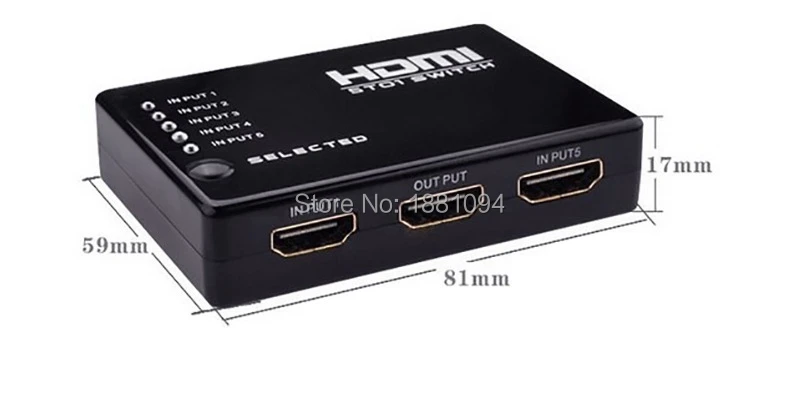 10 шт./лот Мини 5 Порт 1080P видео HDMI выключатель HDMI делитель с ИК Удаленный разделитель коробка для HDTV PS3 DVD