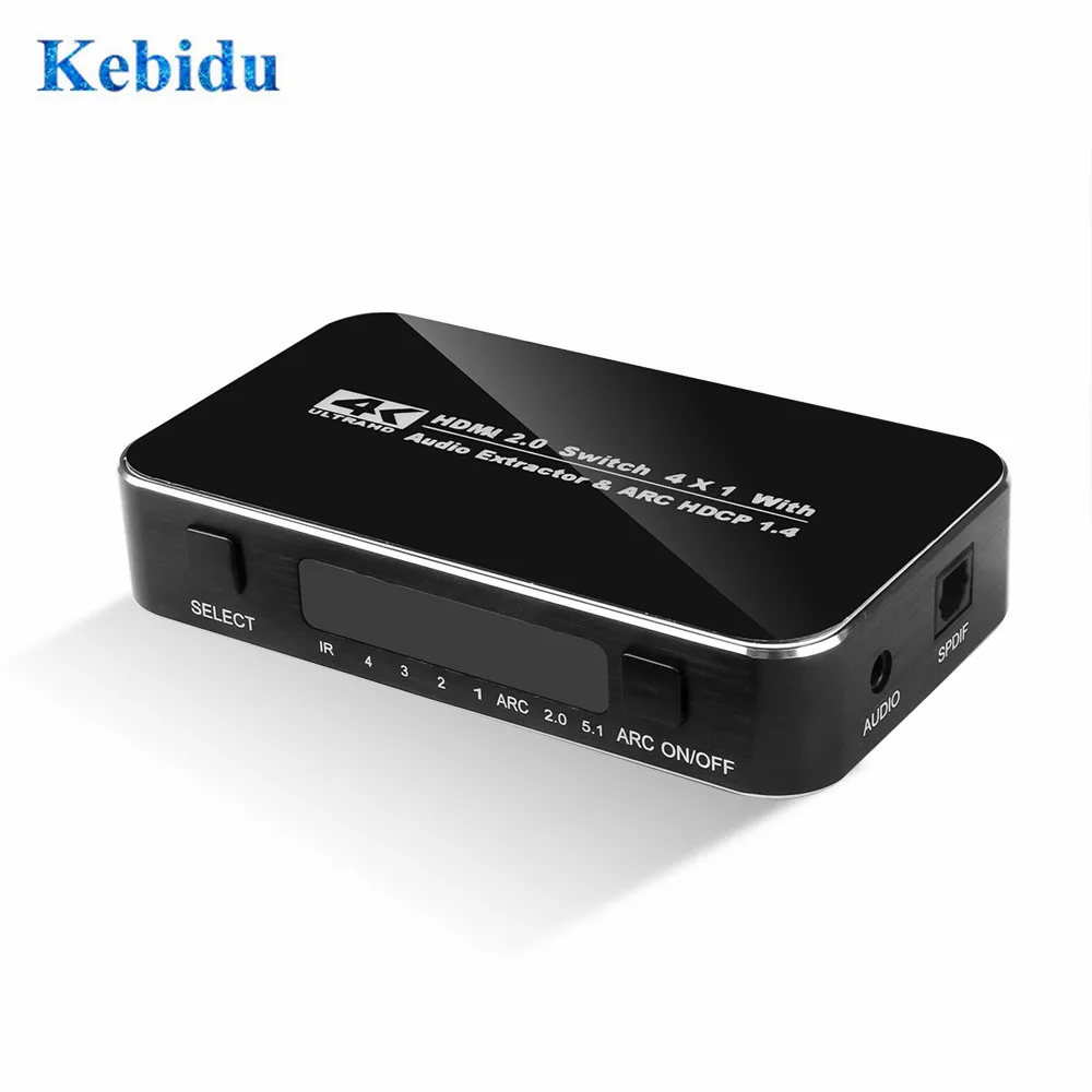 KEBIDU совместимому с HDMI переключатель 2 0 4K 60HZ HDR делителя 4 в 1 выход аудио экстрактор