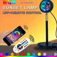 

Sunset Lamp RGB 4/16 Colors App Remote Control Popular Rainbow Sunset Light Projector Living Room Led Night Light Gift All Ages