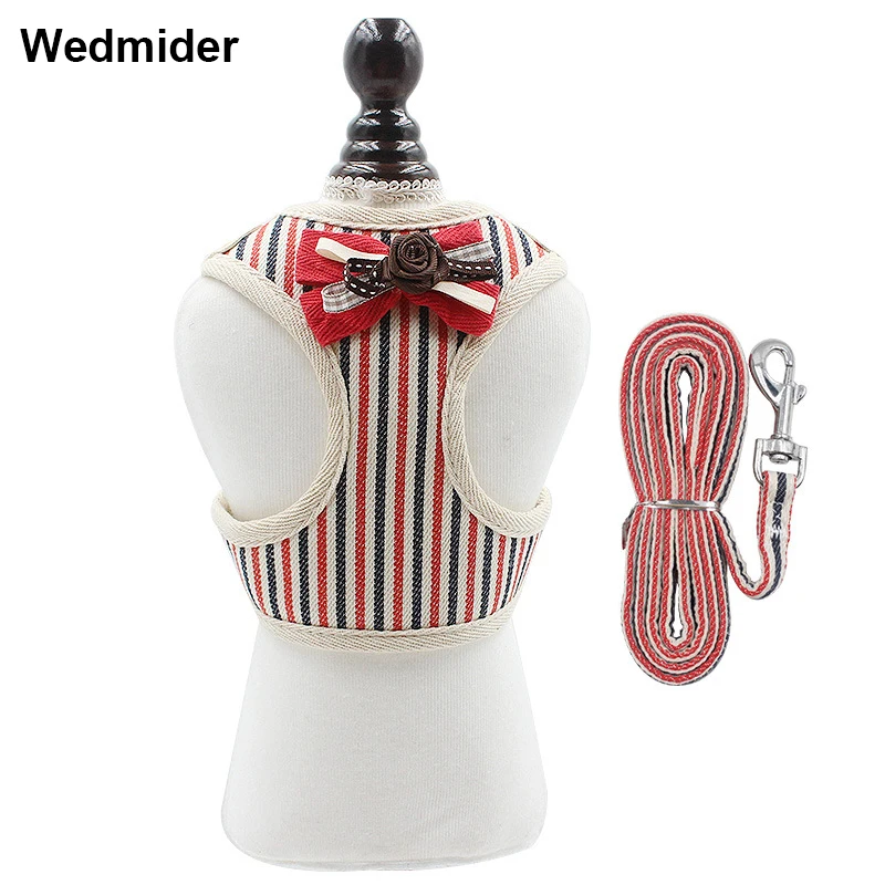 

Vest Small Dog Cat Harness Halter Lead bow bell design Breathable Mesh Cloth Harnesses For Dogs Pet Puppy Walking Supplies