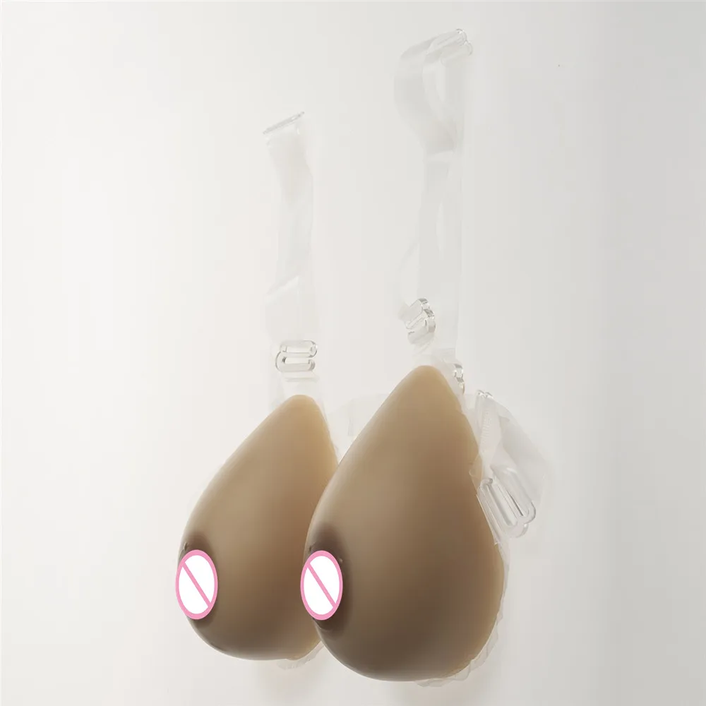 1000g/pair Ultra-soft Crossdresser Breast Forms Transgender Fake Boobs Implants Silicone Breast Bra Needn't Any Adhesives
