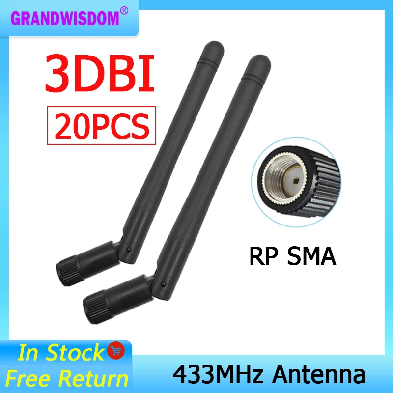 Antena GRANDWISDOM 20 Buah 433Mhz Antena 3dbi Sma Female Lora Antena 