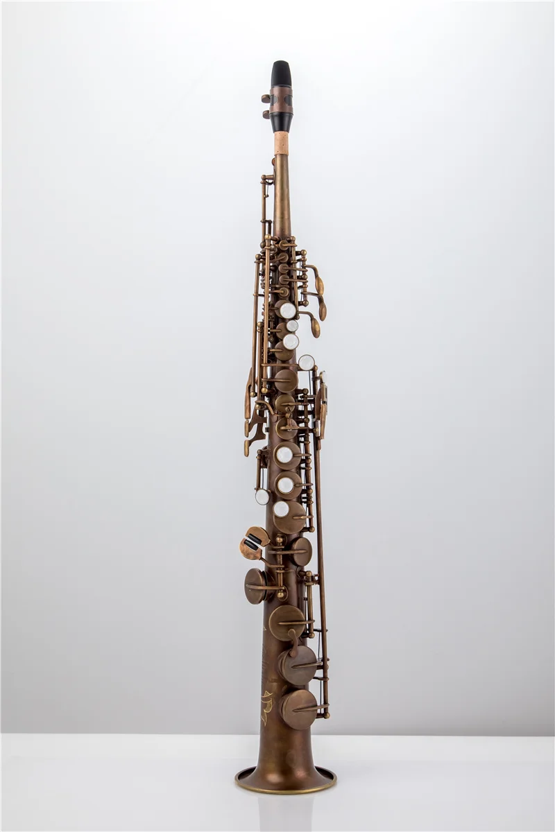 Made in France Mark VI Brass Straight Soprano Sax Saxophone Bb B Flat Woodwind Instrument Natural Shell Key Carve Pattern