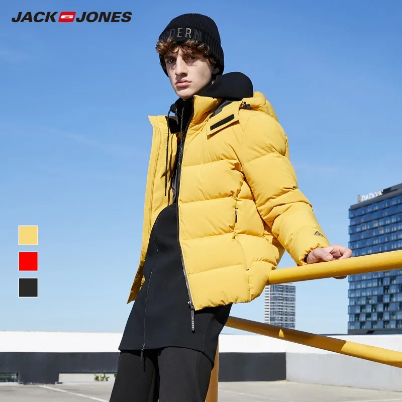 JackJones мужской зимний Повседневный Яркий цветной пуховик с капюшоном пальто 219312504