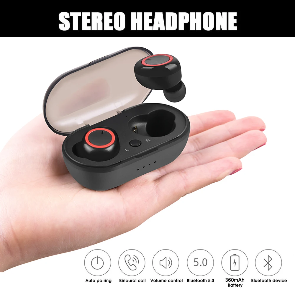 W12 Bluetooth Earphone Noise Cancelling Earbuds TWS 5 0 Sports Waterproof Gaming wireless headsetwith Mic