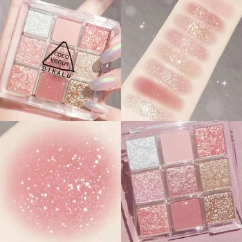 

Fashion Eye Shadow Palette 9 Colors Mini Matte Peach Blossom Eye Shadow Glitter Eyeshadow Eye Makeup Cosmetics Eye Shadow Powder