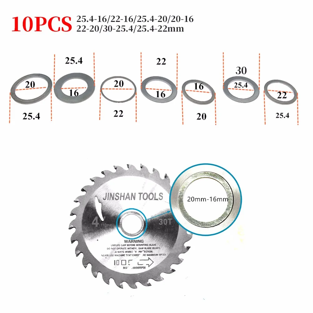 10pcs Saw Cutting Washer Inner Hole Adapter Ring Blade Aperture Change 25.4-16/22-16/25.4-20/20-16/22-20/30-25.4/25.4-22 | Инструменты