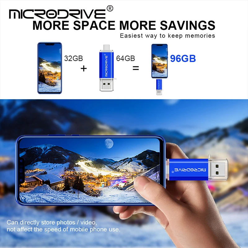 Chiavetta USB OTG 8GB 16GB per telefono Android 64GB pendrive 128gb 32GB tipo c pen Drive memory stick in metallo cle usb