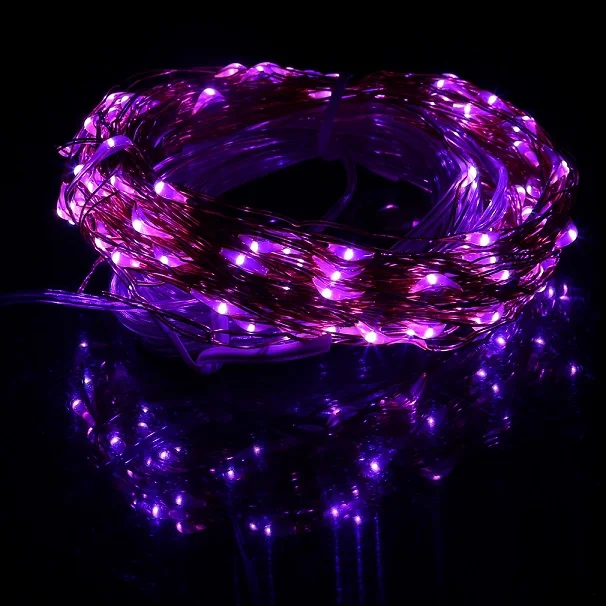 Purple ICOCO, высокое качество, 10 м, супер длинный, 100 светодиодов, медный провод, светильник s, 8 режимов, внутренний, наружный, домашний, декоративный, Свадебный, вечерний, струнный светильник - Испускаемый цвет: Purple