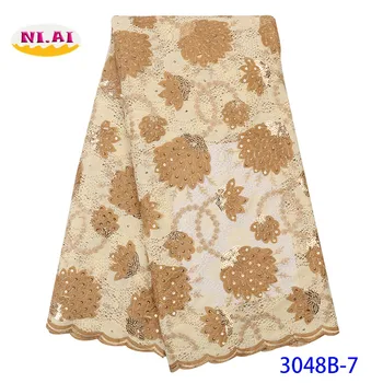 

NIAI French Velvet Tulle Mesh Fabric With Stones Embroidery High Quality Wedding Dress For Women African Lace Fabric XY3048B-7