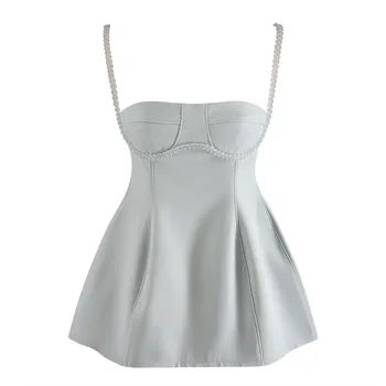 

WOMENGAGA 2020 NEW dress coat Twist braid Suspenders a-line fashion sexy patchwork Zipper short streetwear empire womens a588