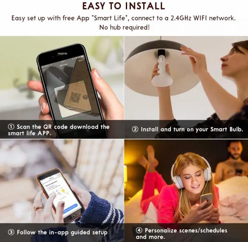 10 Вт умный WiFi умный светодиодный RGB Лампочка для умной жизни/туя диммер светильник E27/E26/B22 Модуль Автоматизации работа с Alexa Google Home