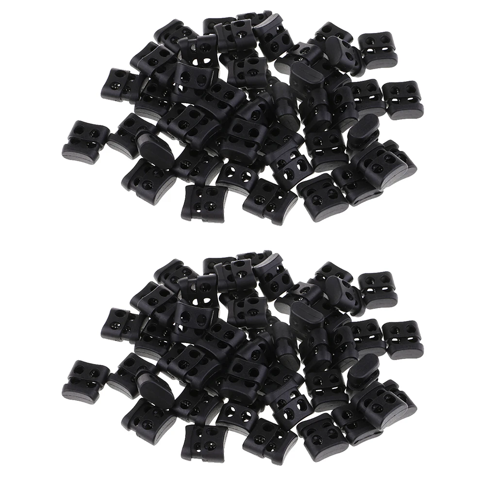 100 pieces Toggle Spring Stop Double Hole String Cord Lock Commonly Used as an Emergency Tool for Camping, Backpacks