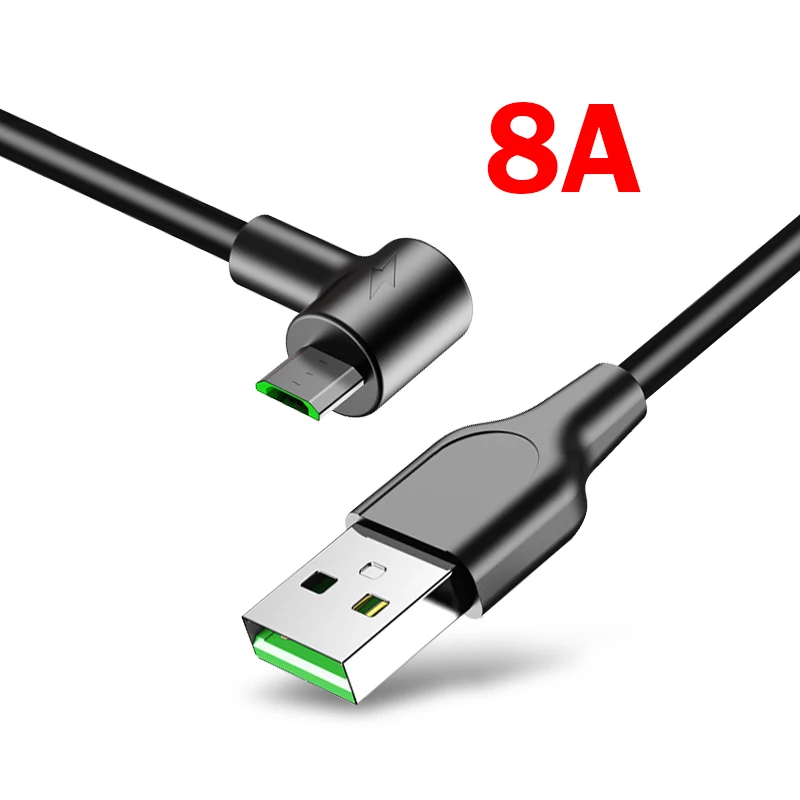 USB кабель для зарядки и передачи данных Micro USB мобильный телефон 8A Android супер зарядное устройство USB линия передачи данных для xiaomi forhuawei быстрое зарядное устройство кабель 1 м - Цвет: Черный