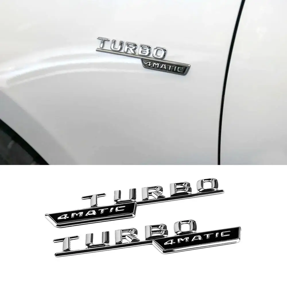 

1-20 Pair TURBO 4MATIC Badge Logo Fender Sticker For Mercedes Benz AMG CLS CLA S350 S430 GLE W204 W205 W210 W222 W212 Car Tuning