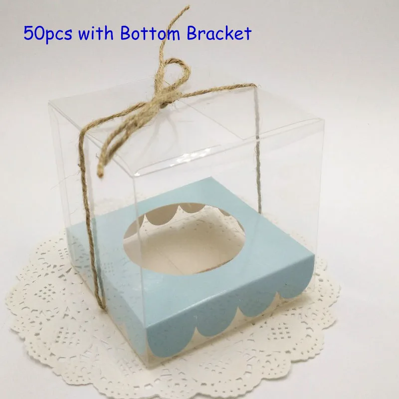 

9x9x9 cm Clear PVC Cupcake Box Candy Box Transparent Packing Gift Box with Bottom Bracket for Food Toys Weddding Party Supplies