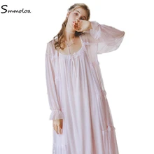 Smmoloa летний женский кружевной вечерний комплект с платьем, сексуальная прозрачная сетчатая кружевная Пижама