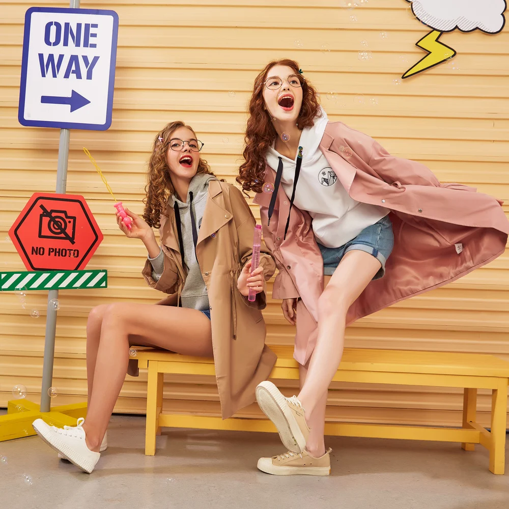 Metersbonwe Fashion Long Trench Female Windbreaker Trench Women Autumn Casual Trench Office Lady Coat Outwear