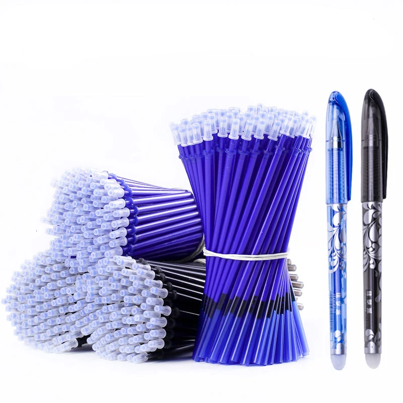 2+ 50 шт/набор 0,5 мм синие Черные чернила гелевая ручка стержень со стираемыми чернилами стираемая ручка моющаяся ручка школьные канцелярские принадлежности