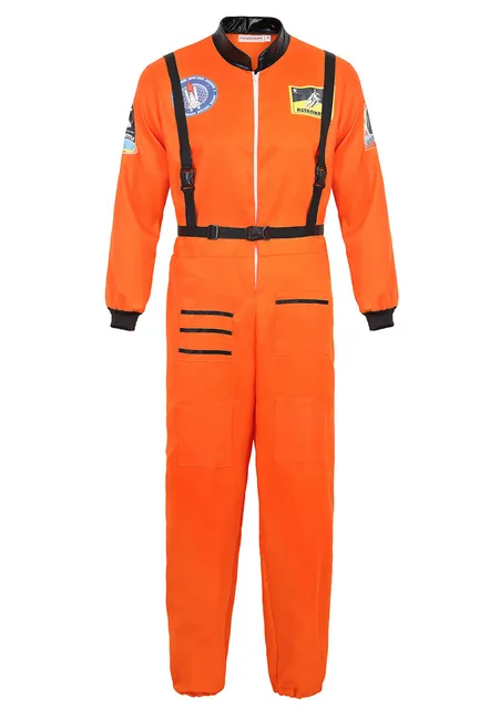 Astronaut Costume Space Suit for Adult Role Play Cosplay Costumes Zipper Costume Flight Jumpsuit Plus Size Uniform Orange for Men
