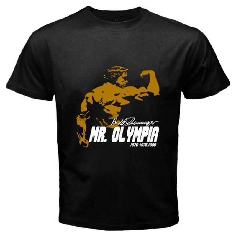 

Arnold Schwarzenegger Mr. Olympia Body Building Champ Black T-Shirt Size S-3XL 100% cotton tee shirt tops wholesale tee(1)