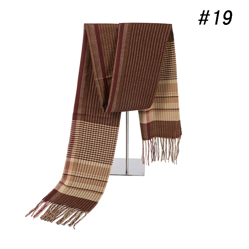 Зимний мужской шарф из кашемира, тёплый и удобный мужской шарф для повседневной носки, плотный зимний шарф из кашемировой ткани - Цвет: color 19
