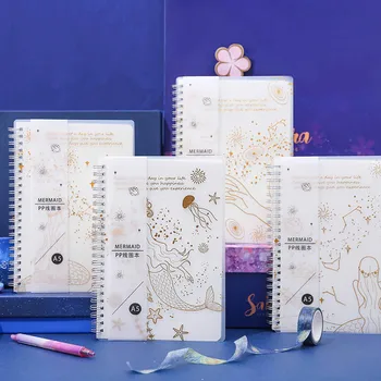 

Creative Notebook Bronzing Starry Sky Coil Book A5 Laser Bright Book Horizontal Line This Square Book Pretty Stationery