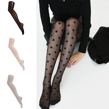 

Women Polka Dot Faux Tattoo Sexy Long Stockings Thin Ladies Pantyhose Girls Silk Tights Hosiery Hot 2020