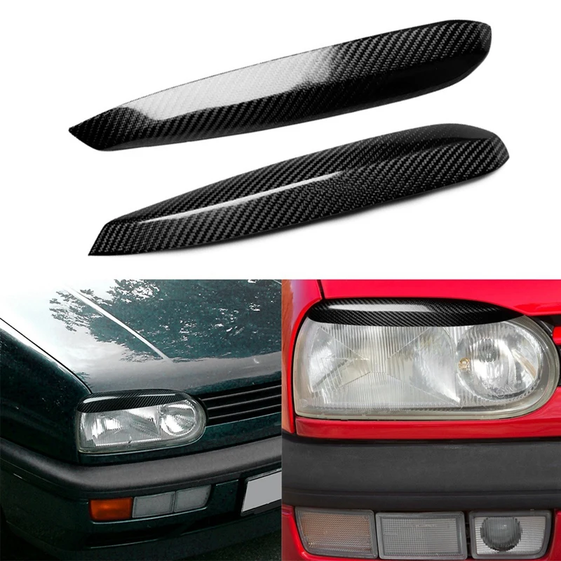 For Golf 3 Mk3 19921999 Carbon Fiber Headlights Eyebrows Eyelids Cover