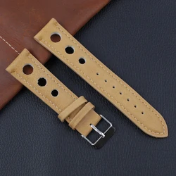 Premium Handmade Genuine Leather Racing Watch Strap with Quick Release - Brown, Coffee, Black - 22mm (TAN)