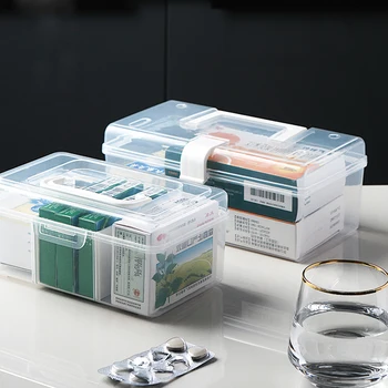 

Portable Plastic Medical Kit Transparent Storage Box with Lid Small First Aid Kit Travel Emergency Medical Box Porta Mascarilla