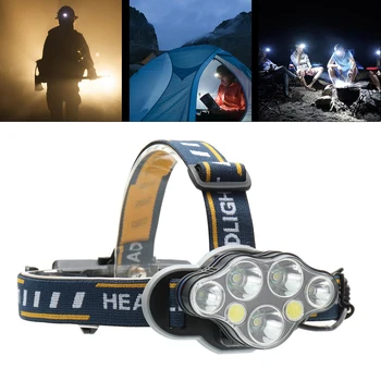 

80000LM USB Charging XPE T6 COB Head Light 8-Light Rechargeable Headlamp XPE Headlamp T6 LED Headlight Headlight Torch