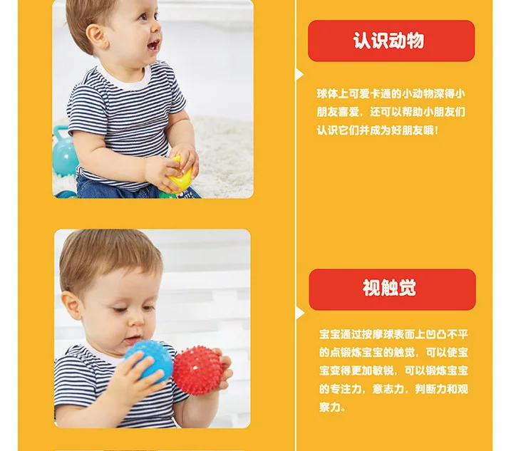 FISHER-PRICE F0903 детский мяч для начальной школы, цветной когнитивный мячик для раннего образования, массажный мягкий мяч, игрушка