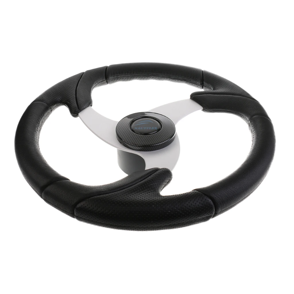 

14.2 inch 3 Spoke Boat Steering Wheel with Center Cap and Foam Grip, Aluminum Alloy