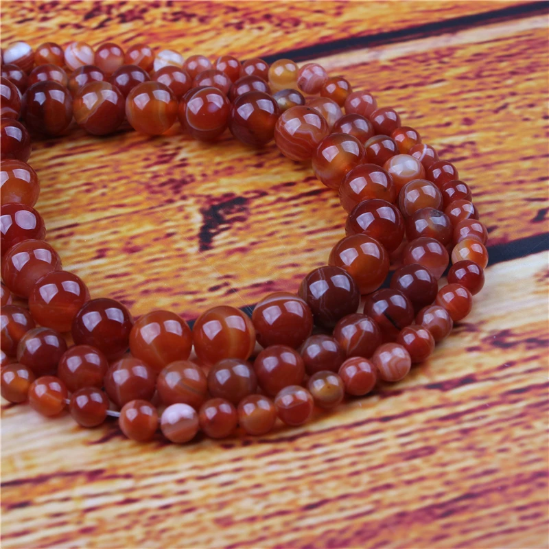 

Red Striped Agate Natural Stone Bead Round Loose Spaced Beads 15 Inch Strand 4/6/8/10/12mm For Jewelry Making DIY Bracelet