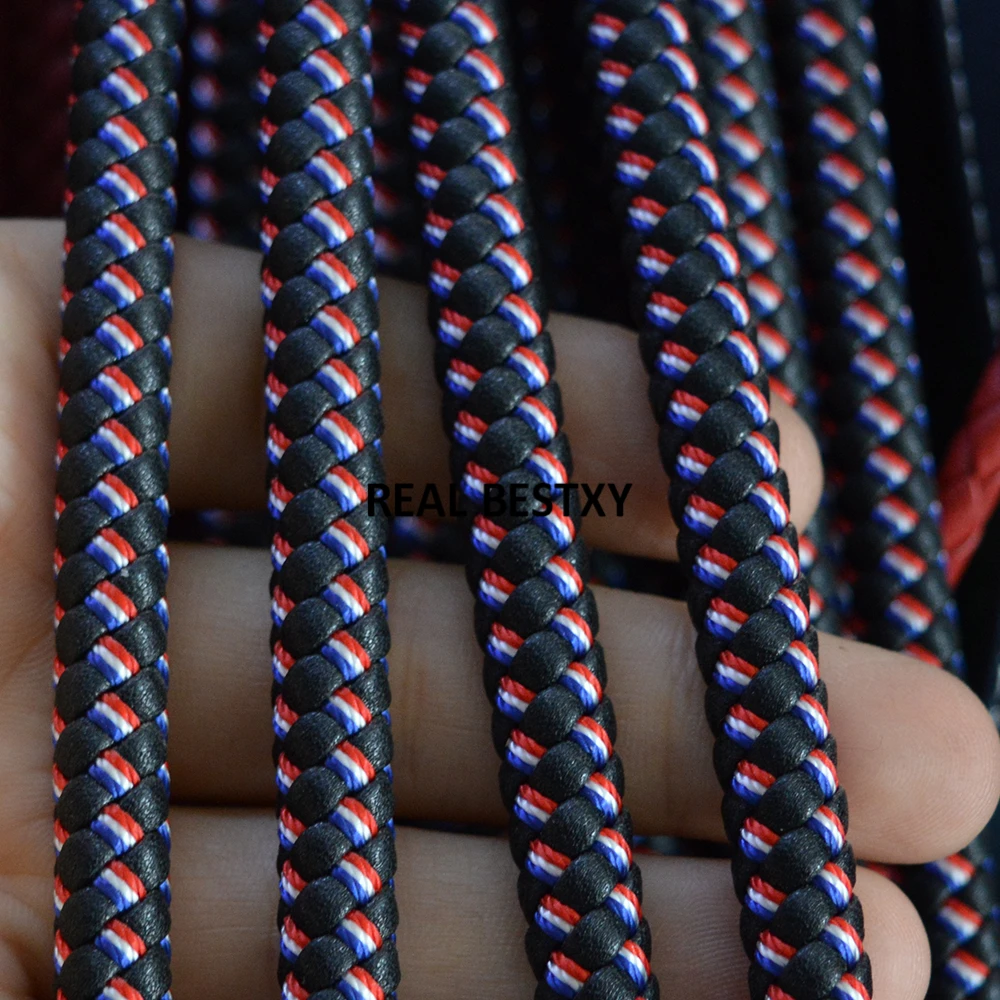 D044 5m/lot approx 8mm black braided leather cords with nylon rope braid strings for bracelets finding diy | Украшения и