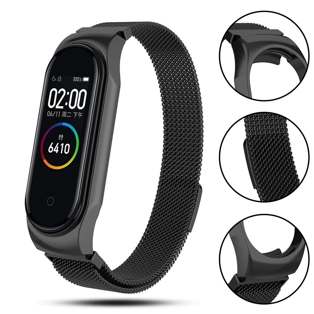 HANGRUI mi Band 4/3 ремешок на запястье магнитный металлический Безвинтовой браслет из нержавеющей стали для Xiaomi mi 4 3 браслет miband 4 браслет