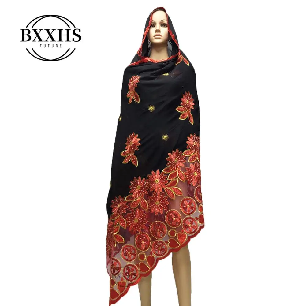 2019 Новые африканские женские шарфы мусульманская вышивка мягкий хлопковый