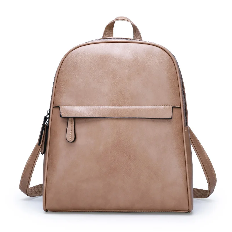 Винтажный женский кожаный рюкзак, рюкзаки, женская сумка на плечо, однотонные школьные сумки для девочек-подростков, рюкзак для путешествий, mochila XA498H - Цвет: Khaki
