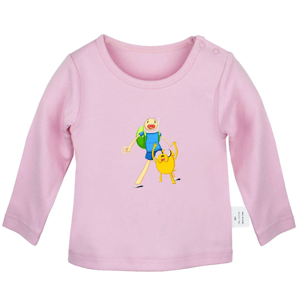 Adventure Time With Finn And Jake/Дизайнерские футболки для новорожденных мальчиков и девочек; футболка с длинными рукавами и графическим принтом для