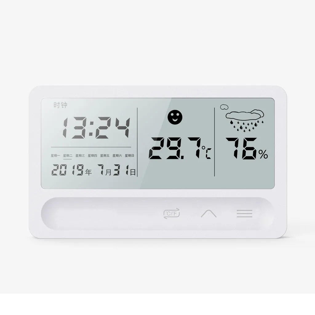 Digital Display Time Thermometer Humidity LCD Alarm Clock Calendar Weather Temperature Display Home Decoration Clock