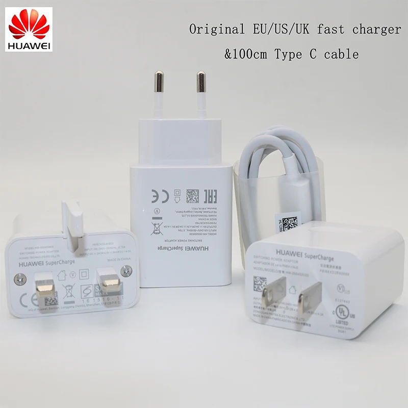 Huawei P20 Pro Lite, зарядное устройство, USB, для путешествий, 22,5 Вт, быстрая,, 5V4. 5A, usb type C, кабель P10 P9 Plus Mate10 Mate9