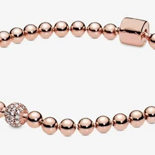 Новинка 925 пробы серебро розовое золото бусины и браслет паве подходит ЕВРОПЕ ЖЕНСКИЕ Очаровательные бусы оригинальные модные ювелирные изделия подарок