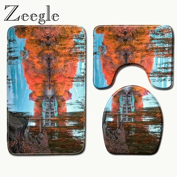 

Zeegle Bathroom Mats Anti Slip Bath Mat Set Coral Fleece Floor Floor Mat Washable Bathroom Toilet Rugs Absorbing Carpet