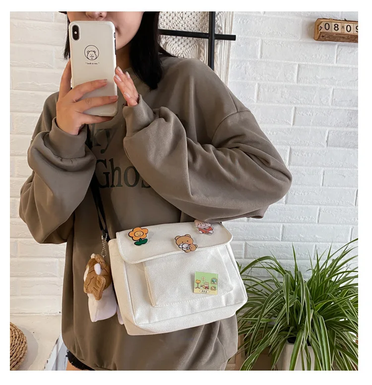 Cute Canvas Small Bag Female 2022 New Japanese Harajuku Diagonal Bag Wild Student Girl Shoulder Bag Bags for Women